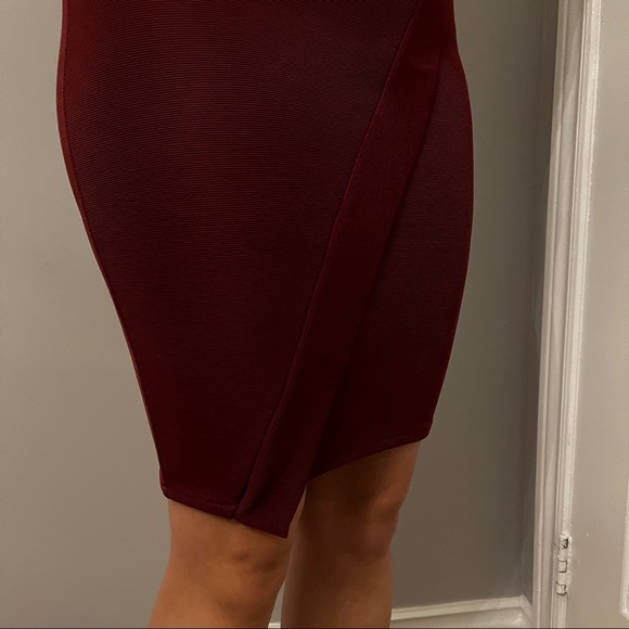 Zara Wine Midi Bandage Pencil Skirt - Picture 2 of 8